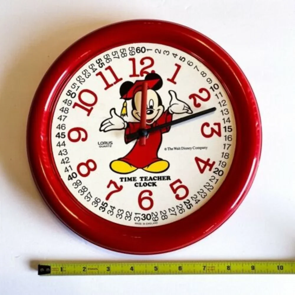 Walt Disney Lorus Quartz Mickey Mouse Time Teacher Clock Made In England Rare